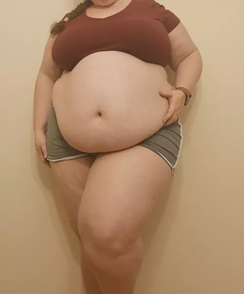 Belly so big and round it hides my shorts!
