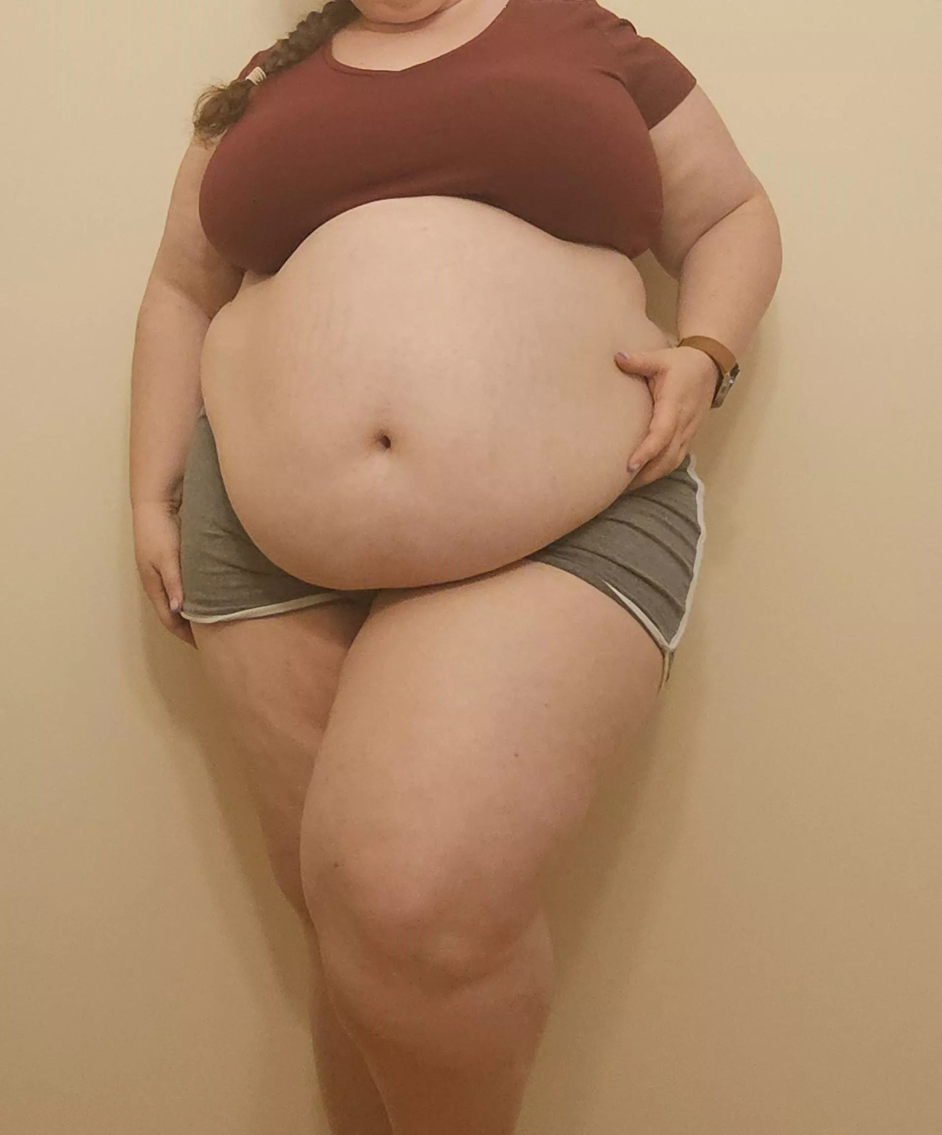 Belly so big and round it hides my shorts!