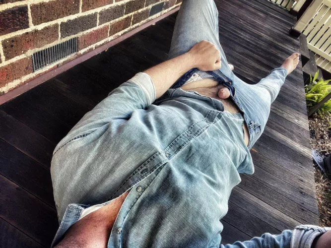 Denim on my front porch