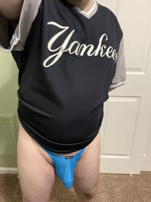 Do you like my outfit for tonight?? ALCS - a little colorful string thong! 