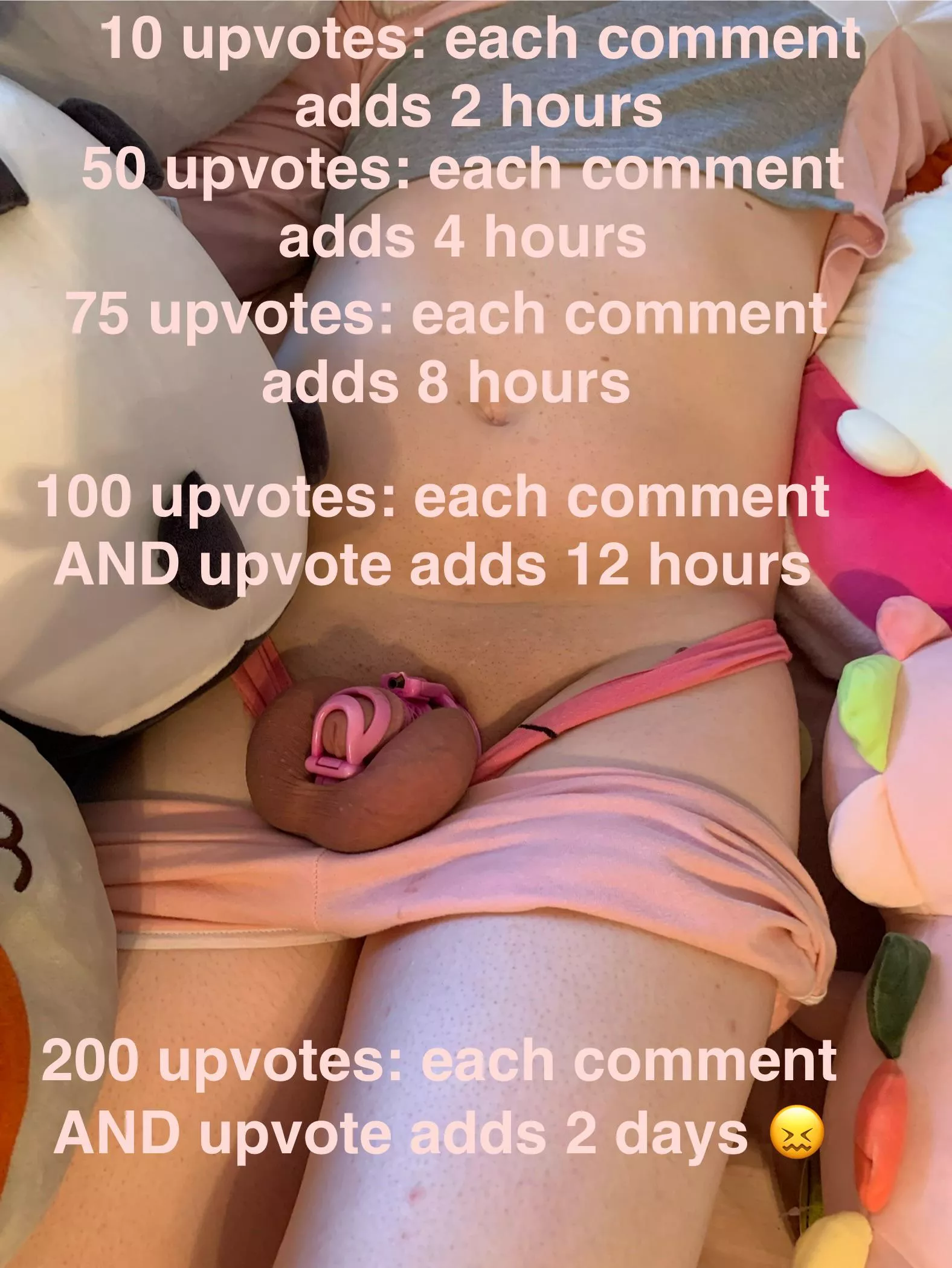 Each comment starts by adding an hour to how long I'm locked up, but the more you upvote the more each comment is worth