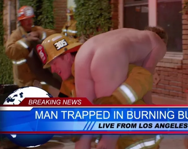 Ending up on the news getting rescued from a fire 