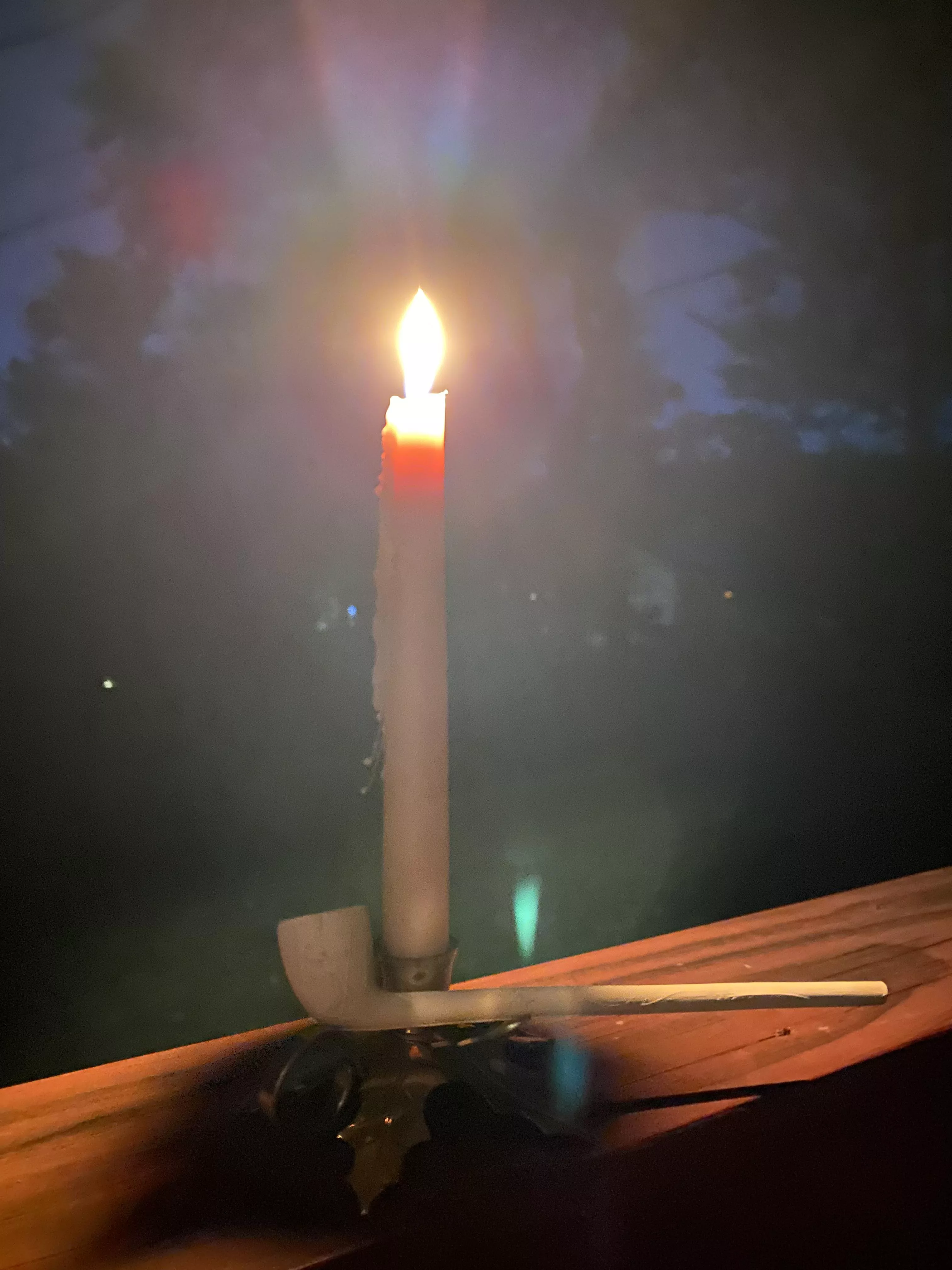 Enjoying nightcap in a German clay. 