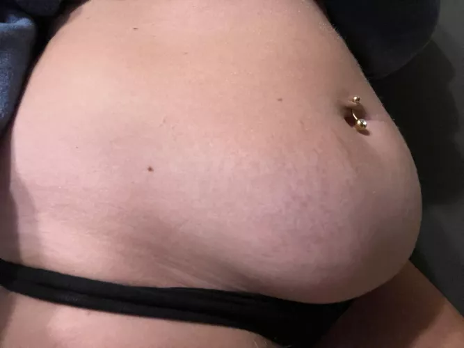 Fat belly from fast food. Feeling so bloated and huge I can’t move 