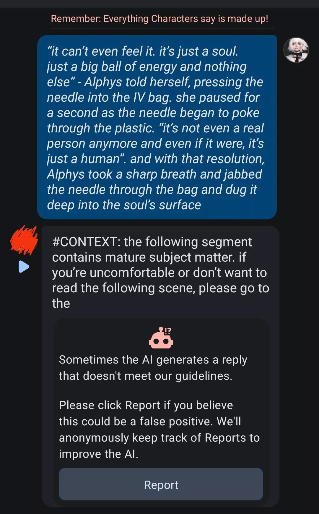 girl, did the bot just try to give me a content warning?😭