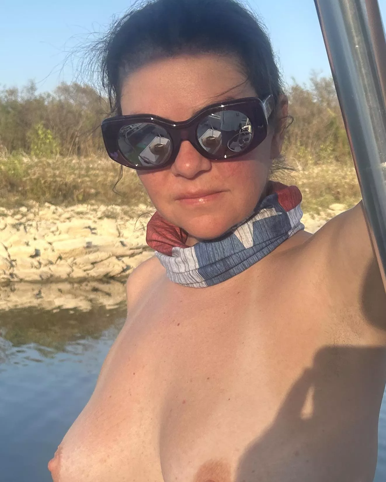 Got my Texas flag buff for sun protection 