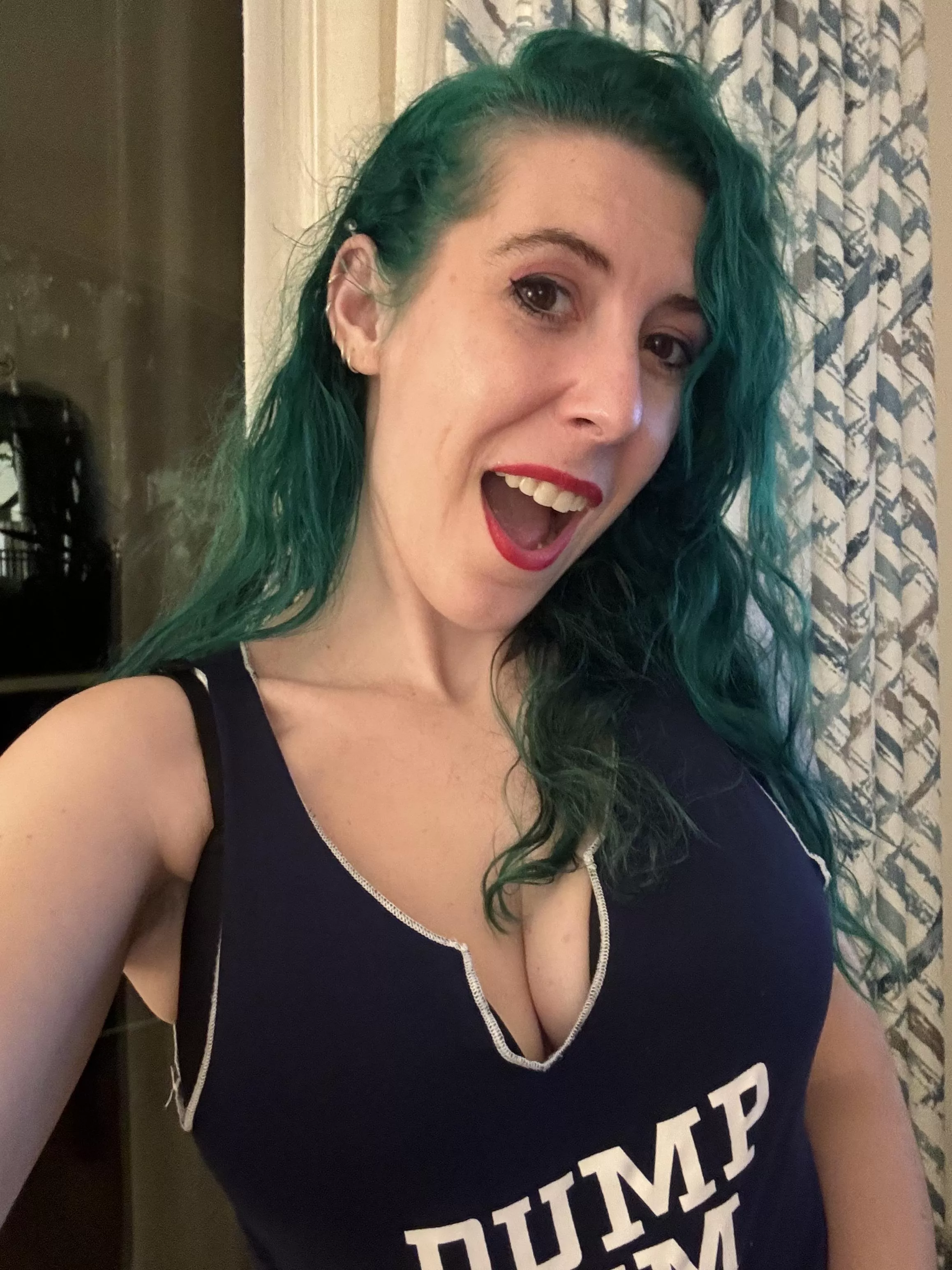 Green haired cleavage
