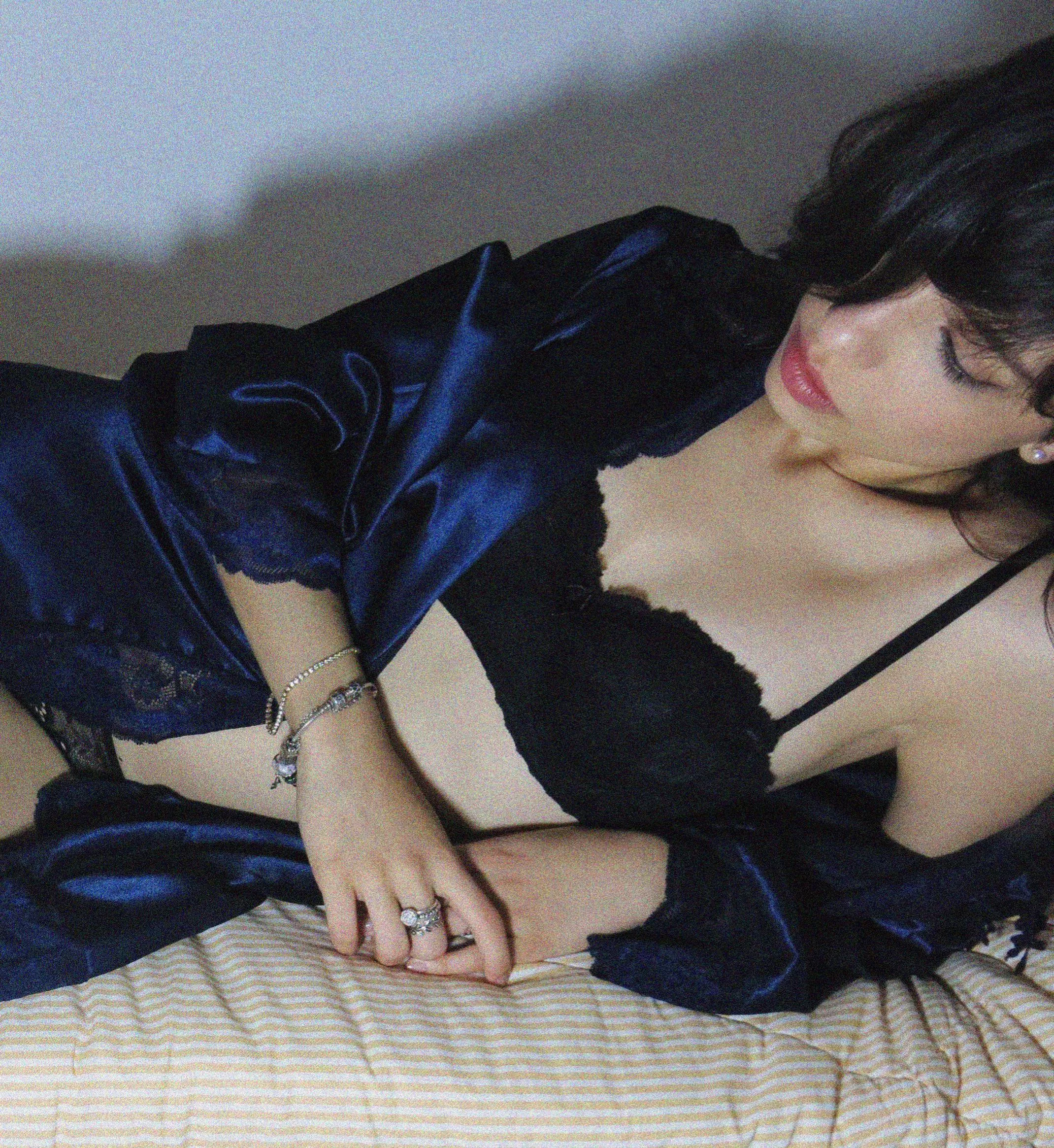 I promise my skin is just as soft as this satin robe...