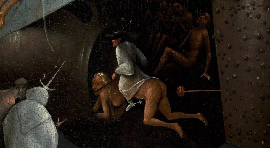 Is this the first image of ponyplay? A ponygirl from the medieval painting: 