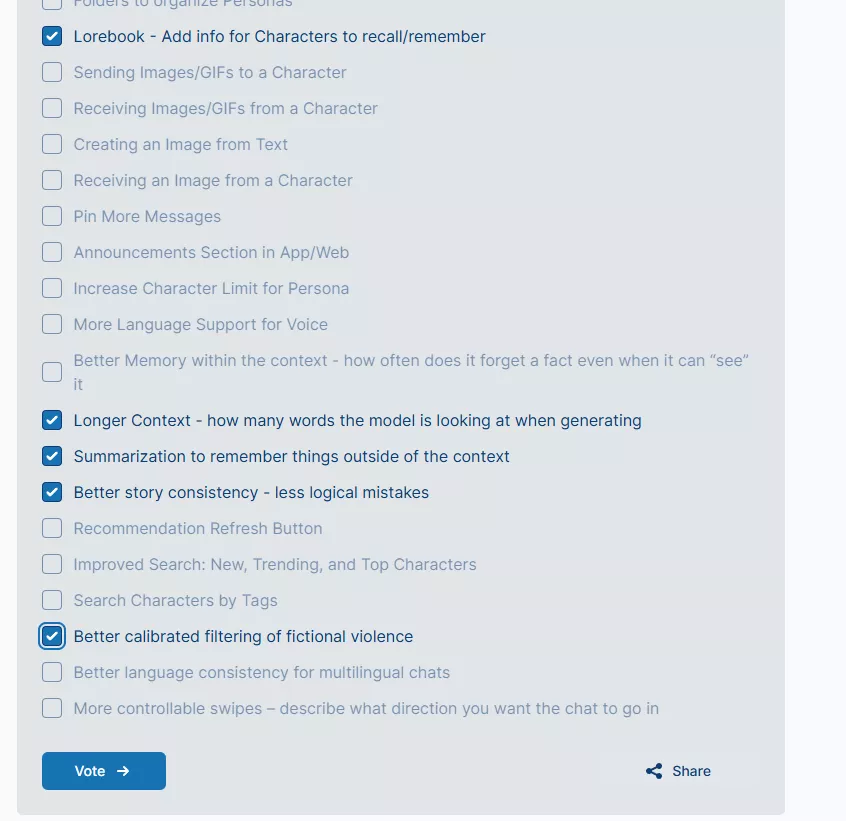 New Poll, however with me picking Longer Context/better memory didn't we find out by a web scraper on this sub that they're gonna lock memory features and inference speed behind C.AI+? 