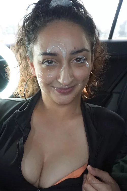 Oops! Ended up with cum on my face… you know how much fun I like to have! 