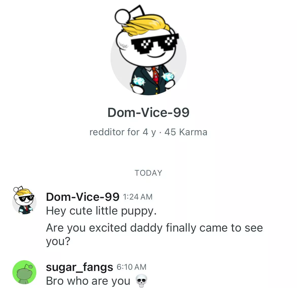 Puppy hates when doms think they own puppies :(