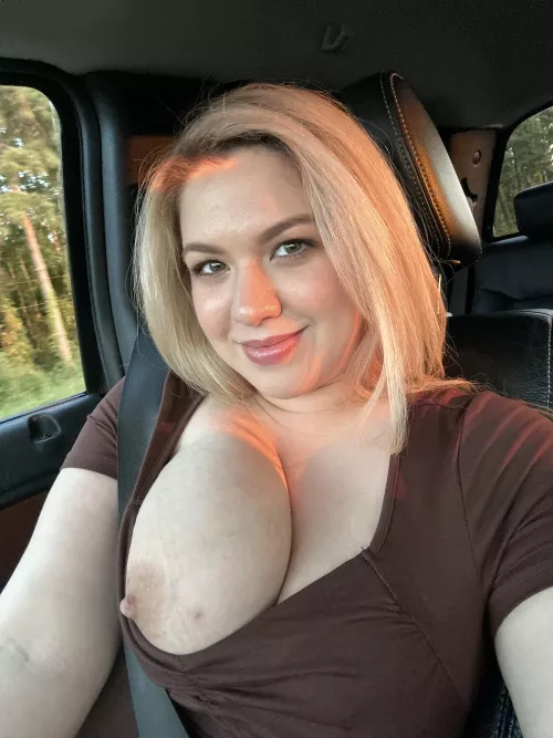 Riding with my tit out