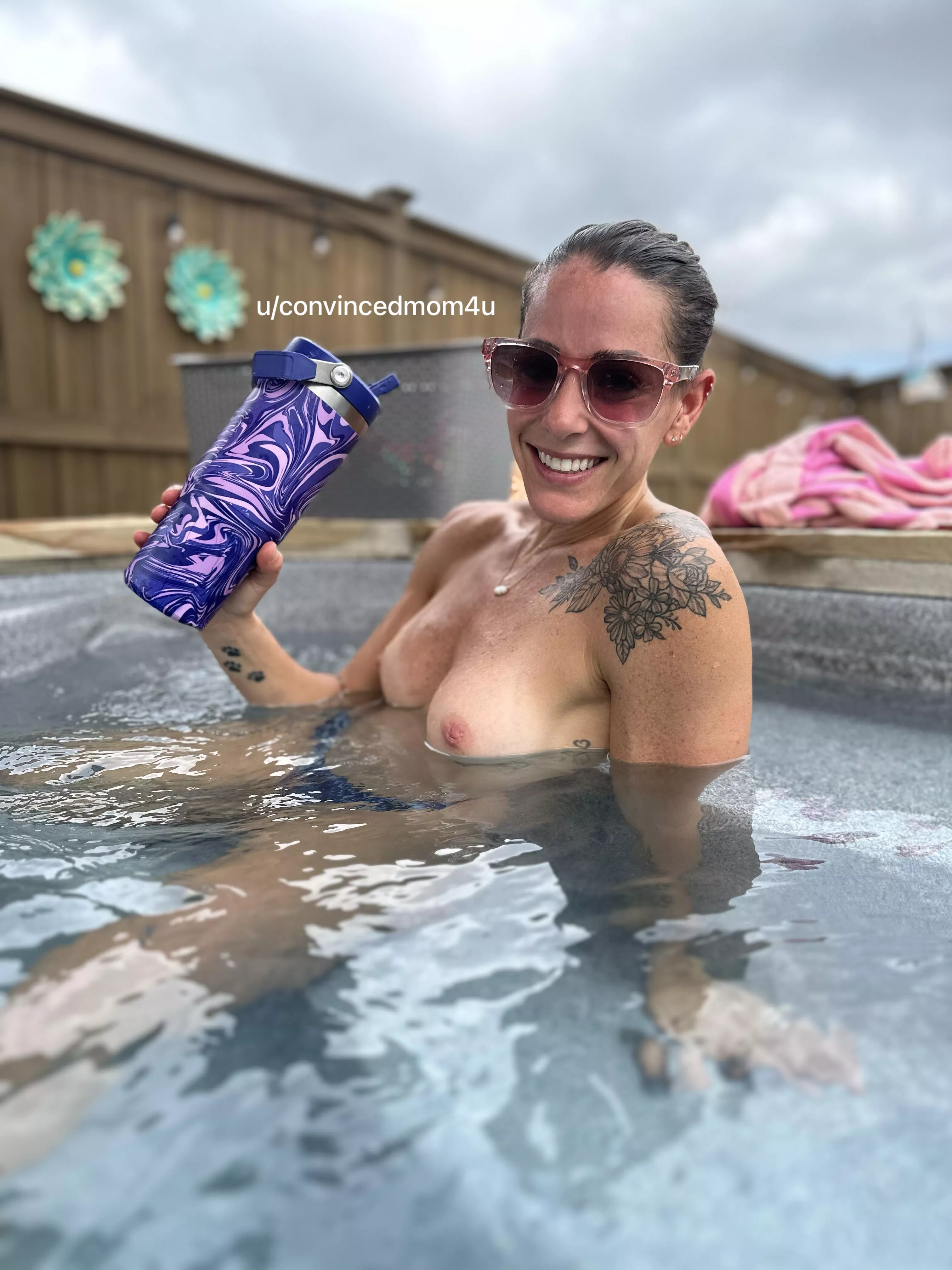 saturday morning hot tub milf boobs for ya