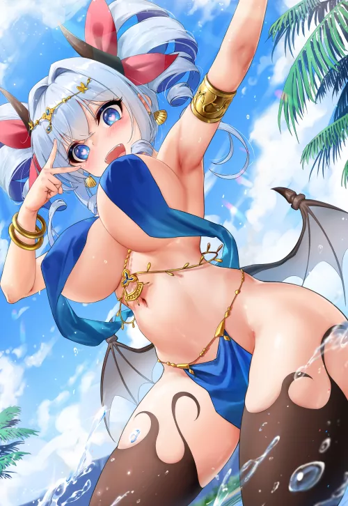 Succubus wearing a belly dancer outfit 