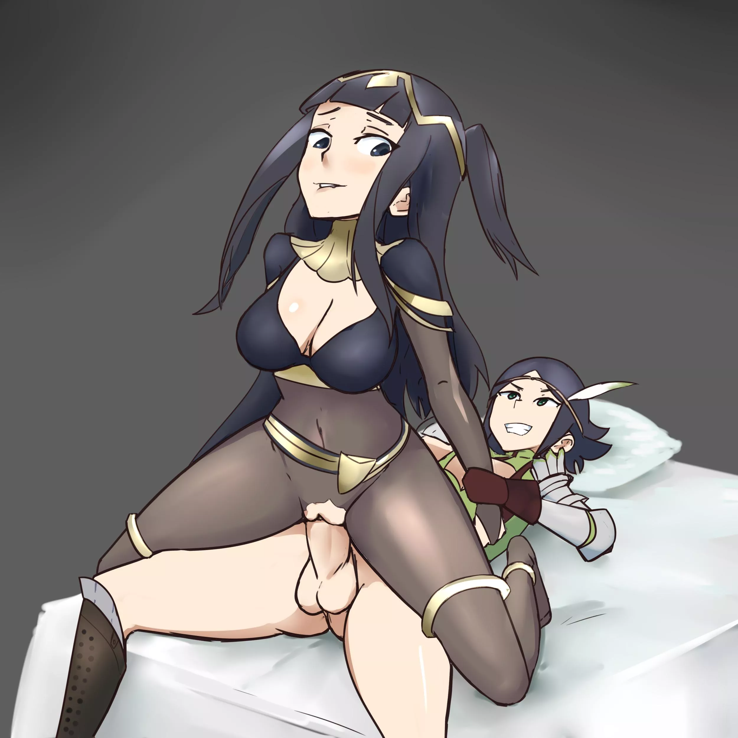 Tharja riding Noire in reverse [Fire Emblem] (oksandio)
