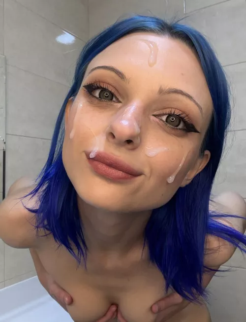 The smile on my face says how happy I am to see cum