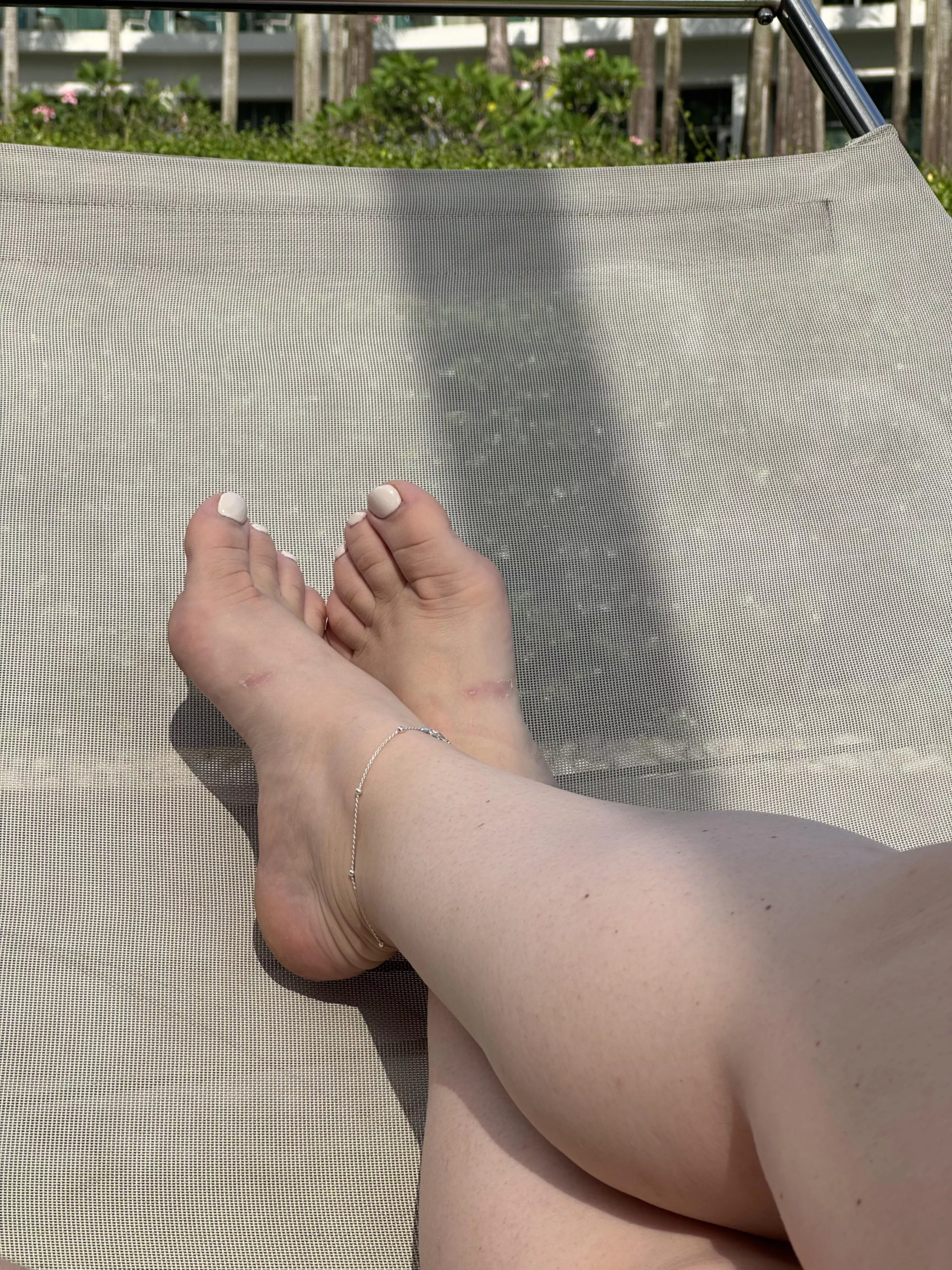 Waiting by the hotel pool 