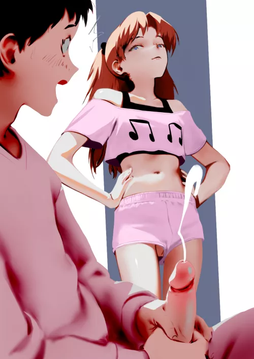 Asuka catches Shinji Masturbating (Cari)