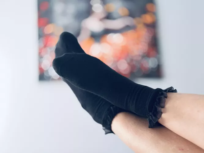 Black frilly socks 