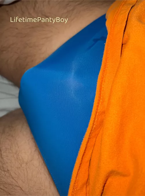 Blue panty bulge