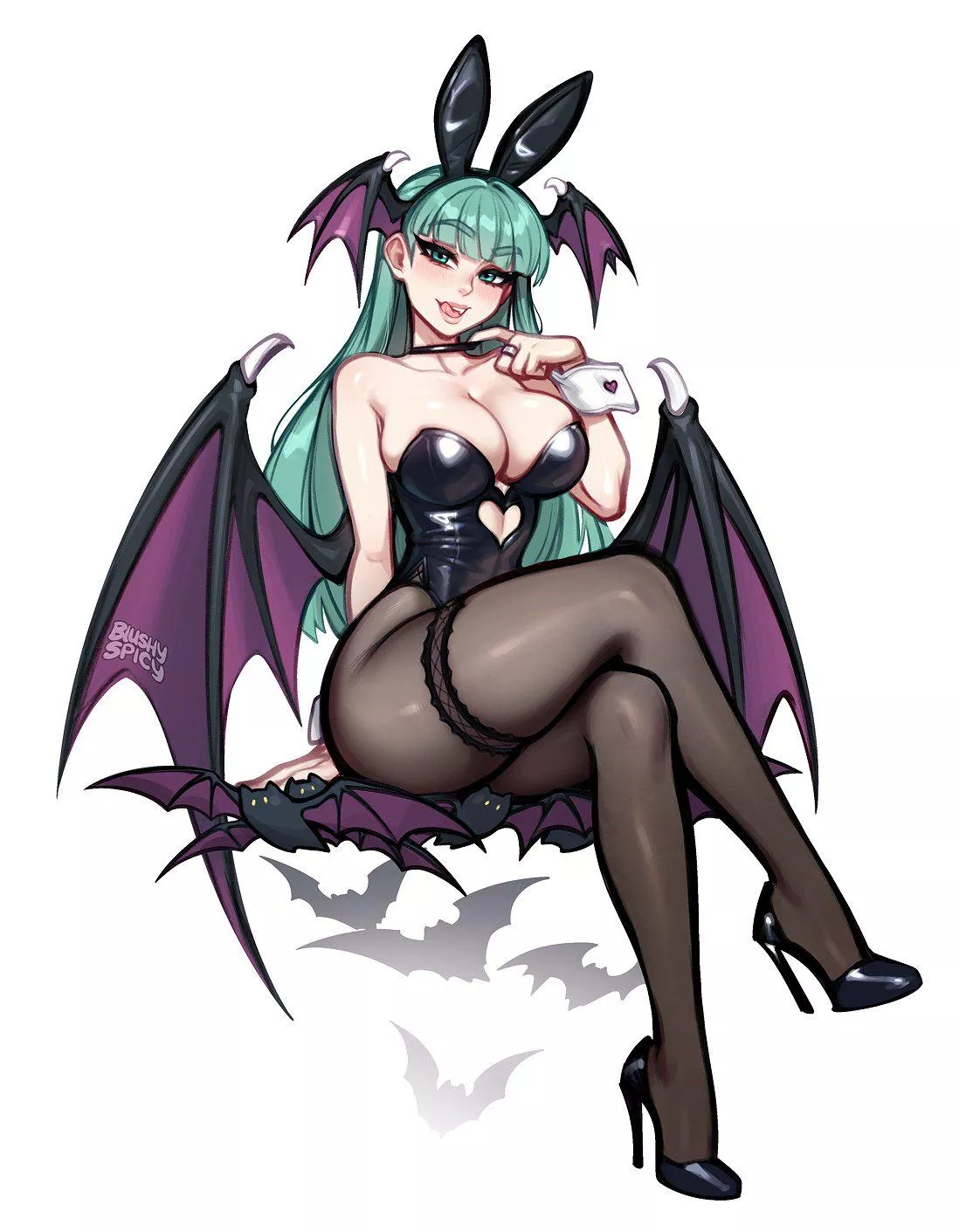 Bunnysuit Morrigan! (blushyspicy) [Darkstalkers]