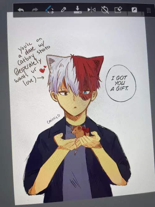 catboy Todoroki gifting u a mouse (he’s showing affection) 🐁💕