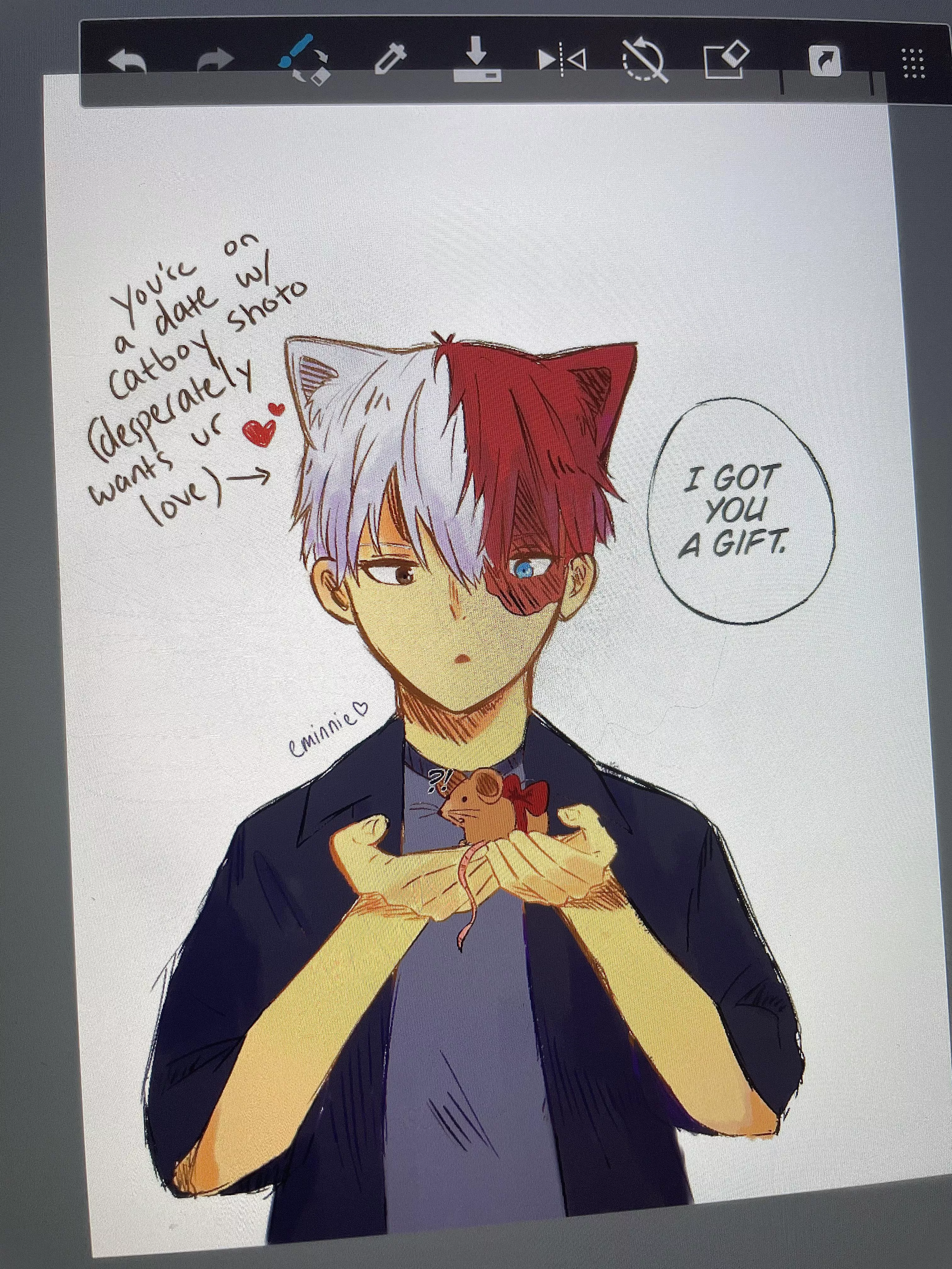 catboy Todoroki gifting u a mouse (he’s showing affection) 🐁💕