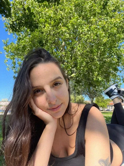 Chillin' at the park, soaking up the sun