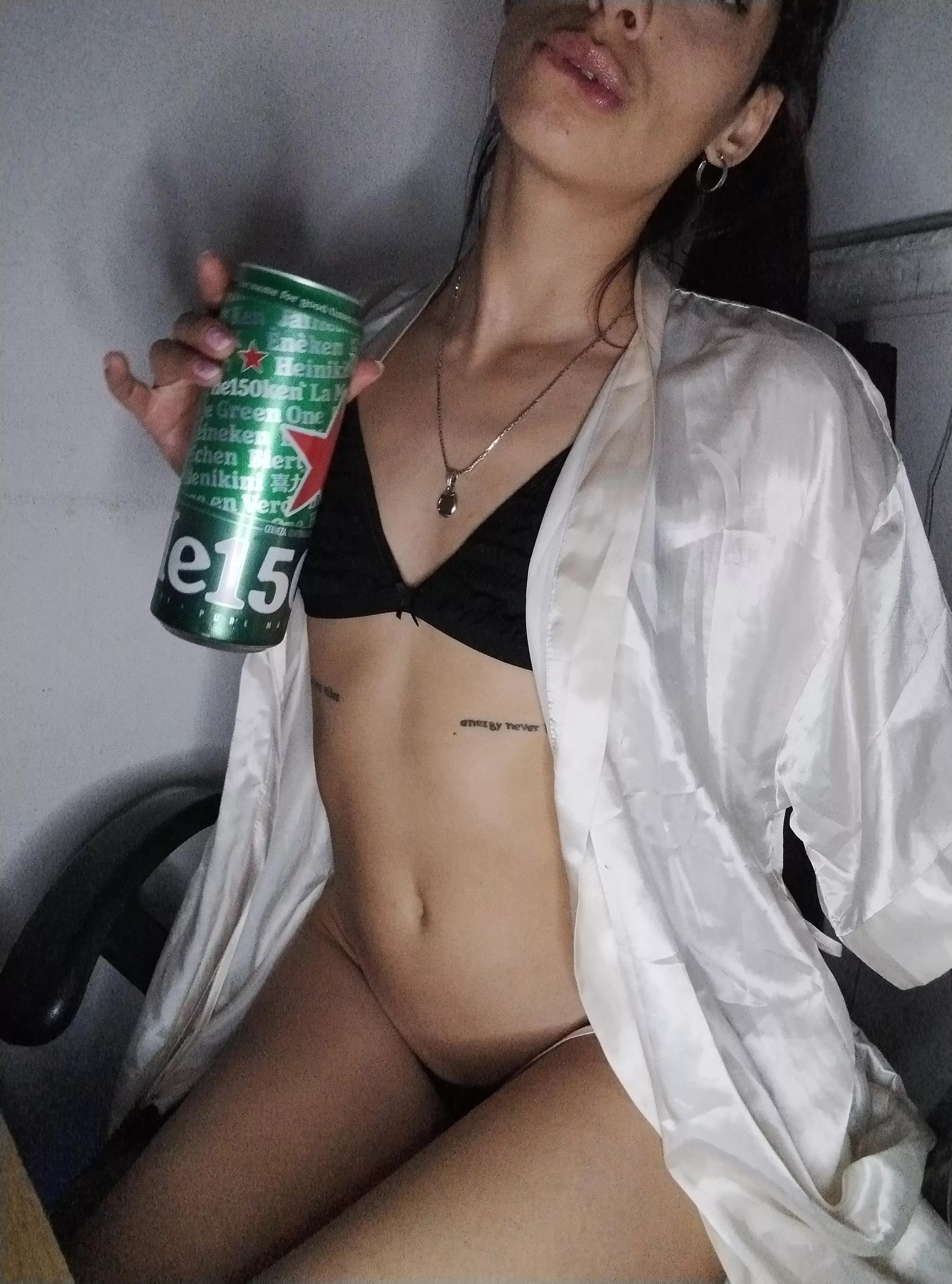 Drinking with a lot of gloss in my mouth