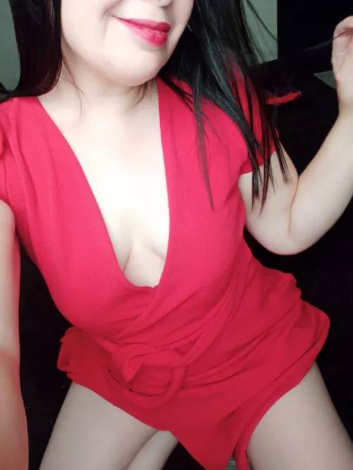  [f] I may or may not be wearing anything under this red dress...