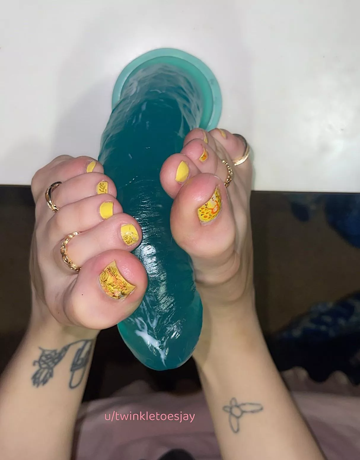 He has to watch me give a dildo a foot job as he’s locked away 😂🥲