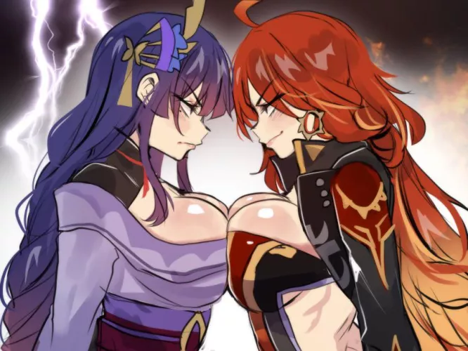 Imagine getting to smell both the shogun and mavuika’s hair together, I’d have to be careful not to sniff too hard or both my balls and heart might explode. These two are the only girls who’s hair I’d be afraid to cum on because I’d be worried 