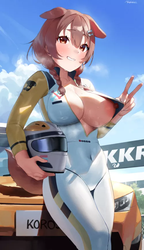 Korone in her racing suit (frikulu) [Hololive]