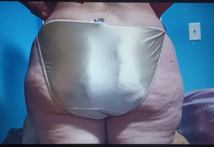 Mature Thickness 90's Vintage Cream Fullback Satin String Bikini/Panties