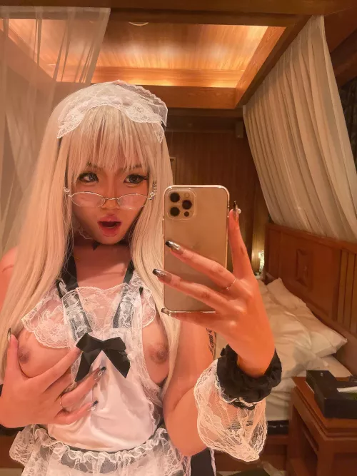 Petite cute shy gamer girl