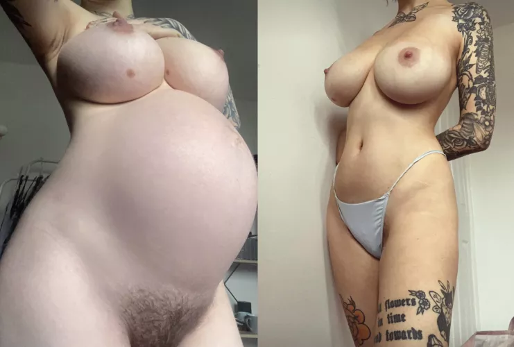While pregnant vs 8 months after :)