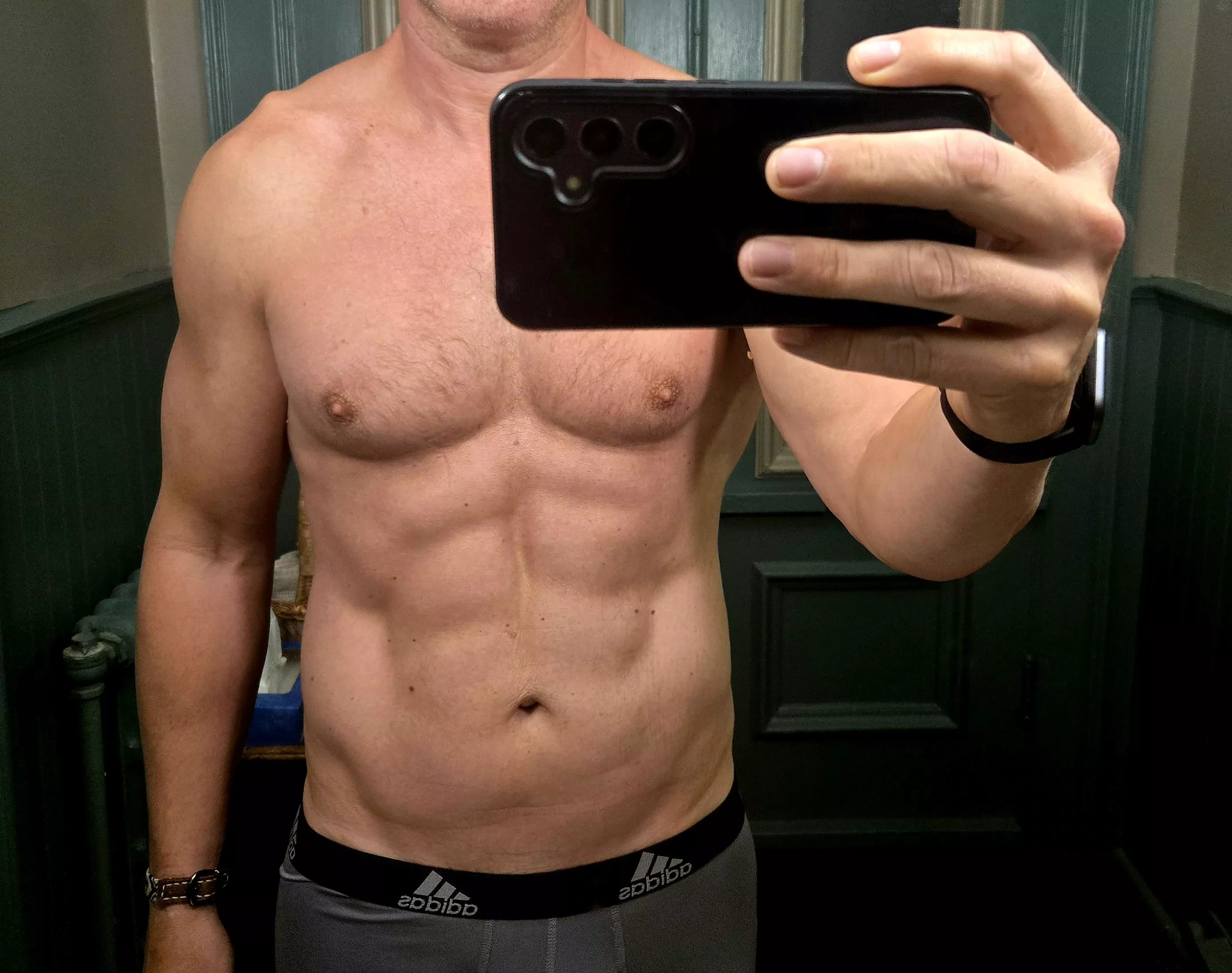 Your neighbor answers the door in his underwear and you know he's home alone...[48]