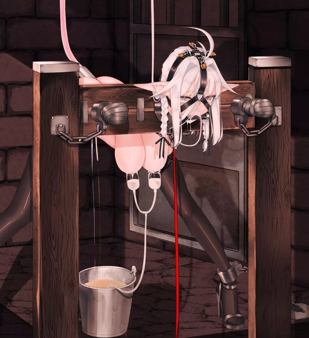 A while ago, it was discovered that any kind of liquid that leaves an elf's body can be used in potion brewing due to its natural magical properties, shortly after the black market was booming