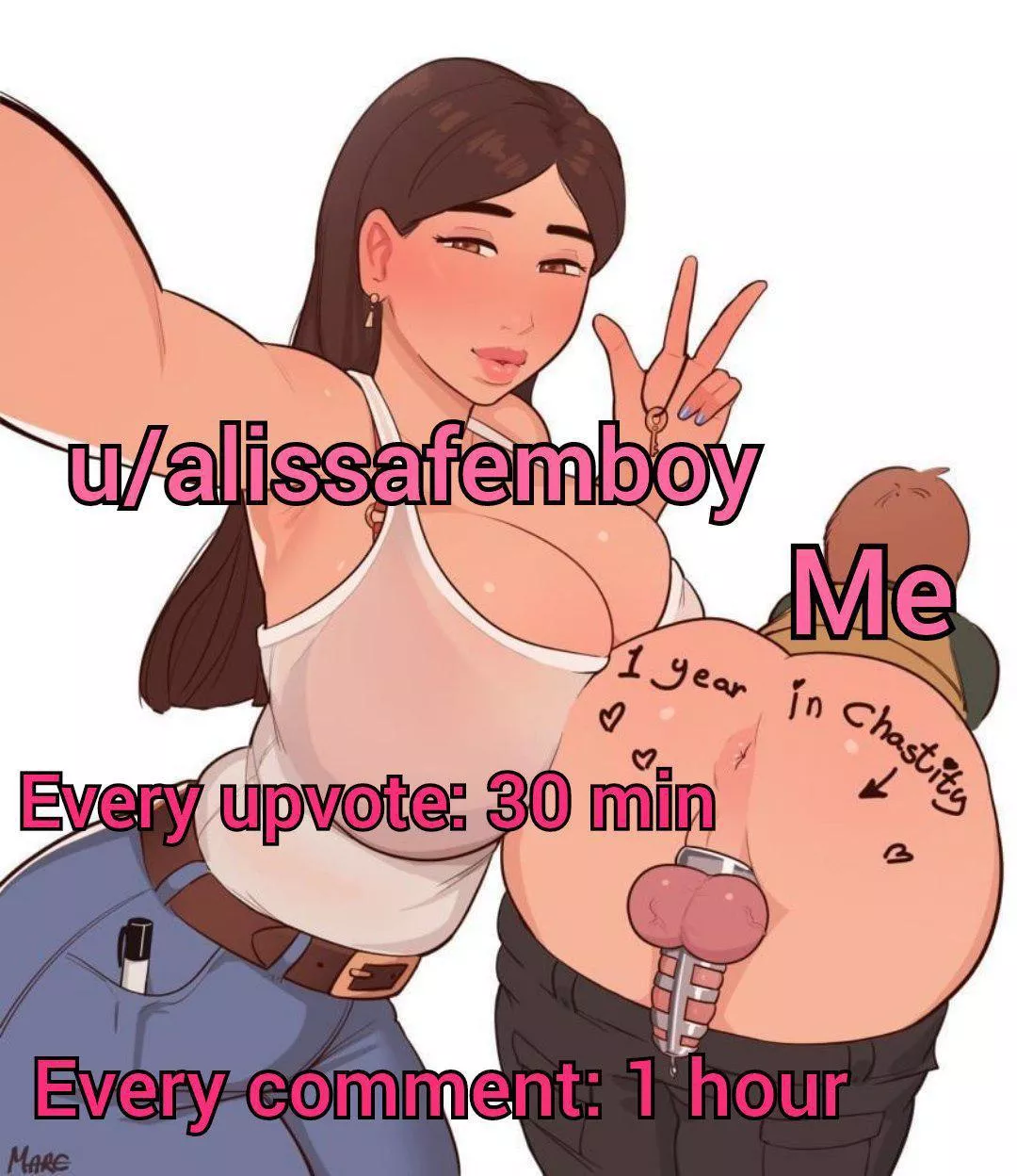 After defeating @alissafemboy yesterday I got cocky and challenged her to double her chastity sentence, but I ended up losing in battleships and now she is making me lock myself up for as long as you decide... Every upvote is 30 min and every comment 1 h