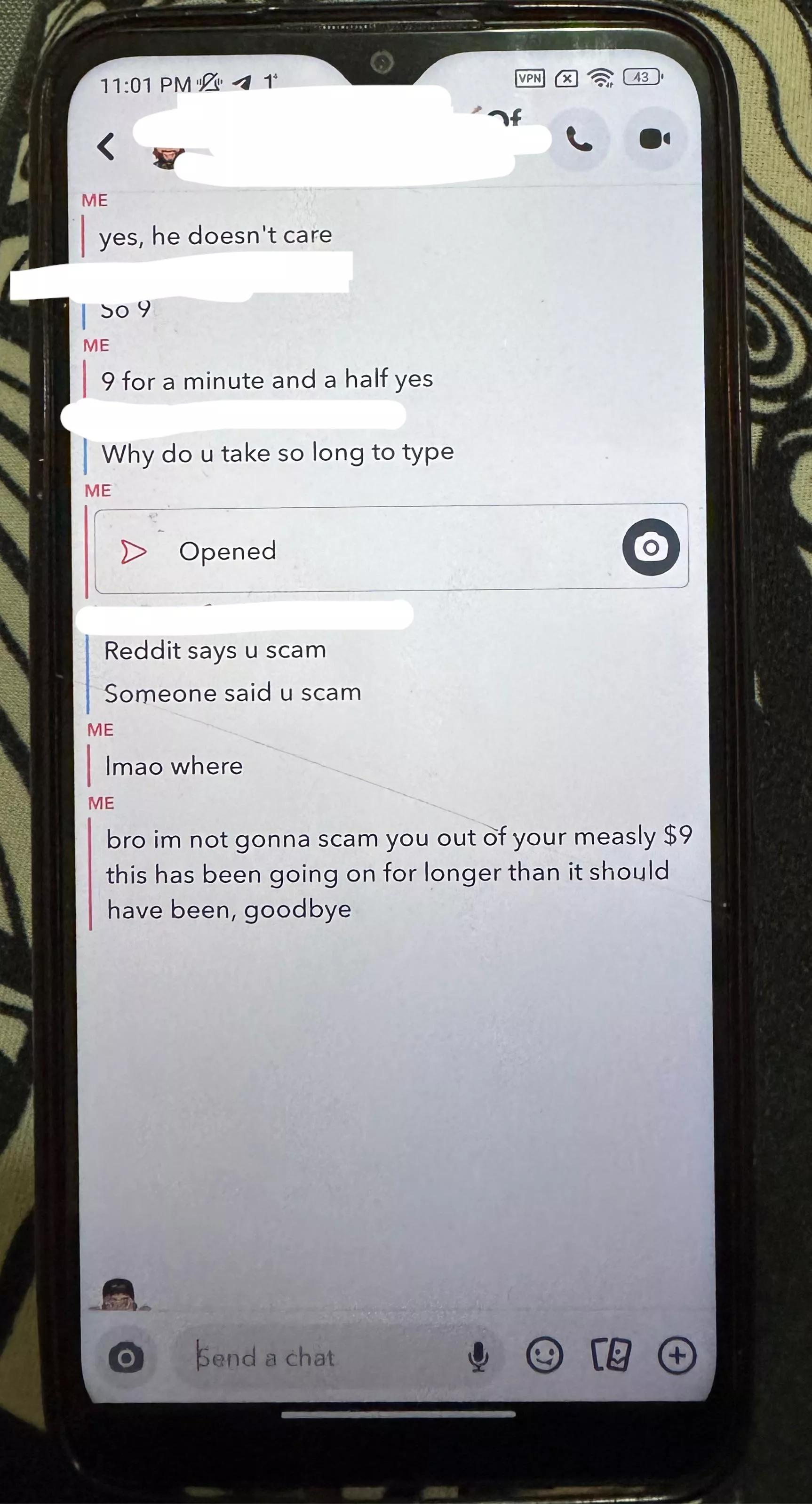 bro really thought i wanted to scam him out of $9 🤦‍♀️