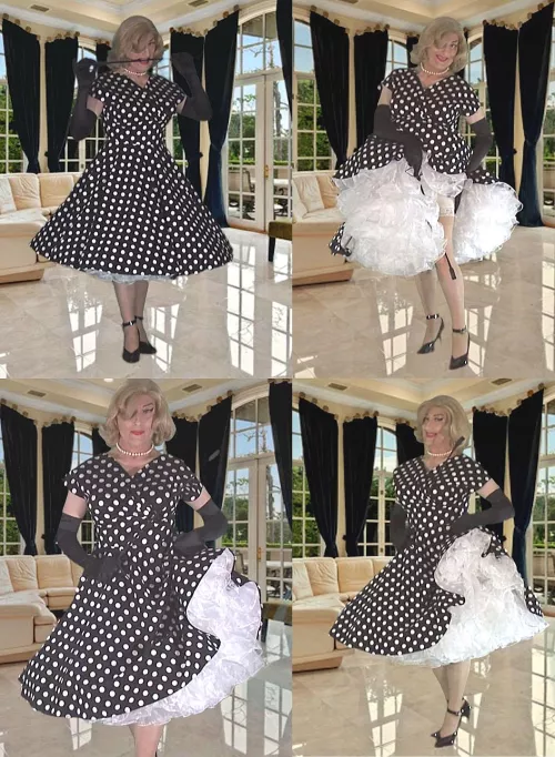 B&W Vivien of Holloway dress with riding crop (greenscreen keyer background)