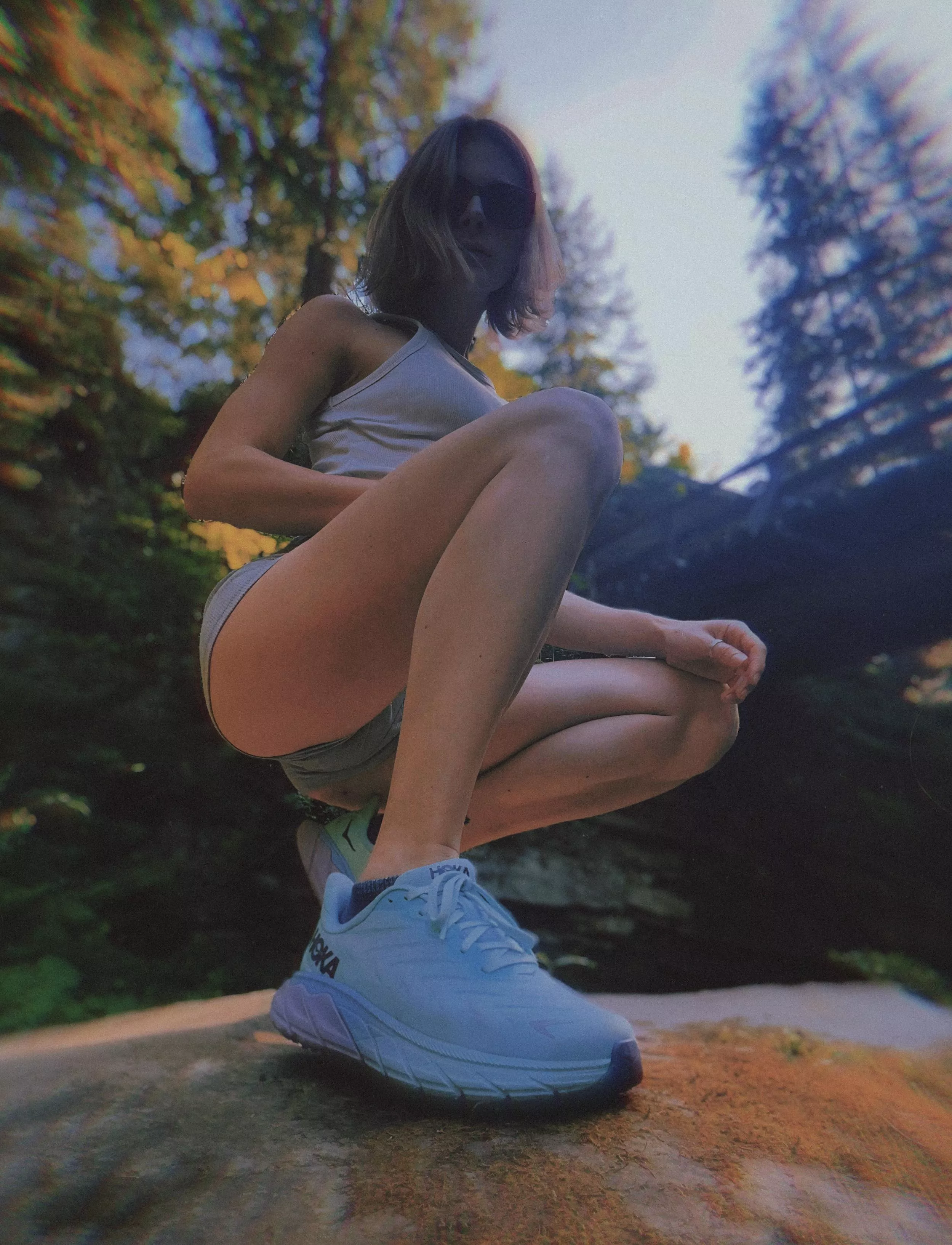 Come and look at my giant feet. Maybe you'll get crushed