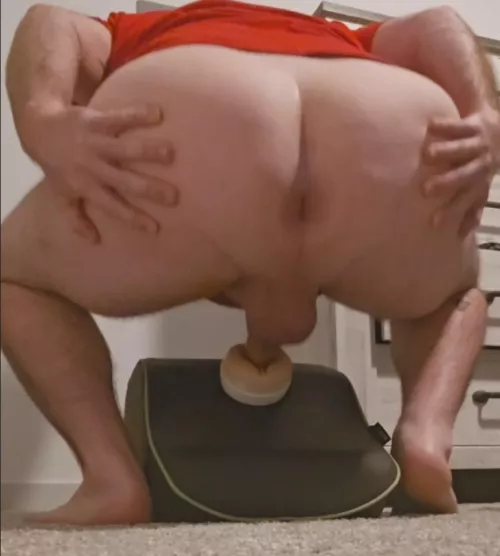 My ass is inviting a tongue as I fuck my fake pussy