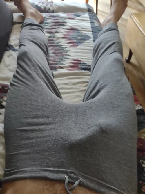 My partners sweatpants show off my cock so well 