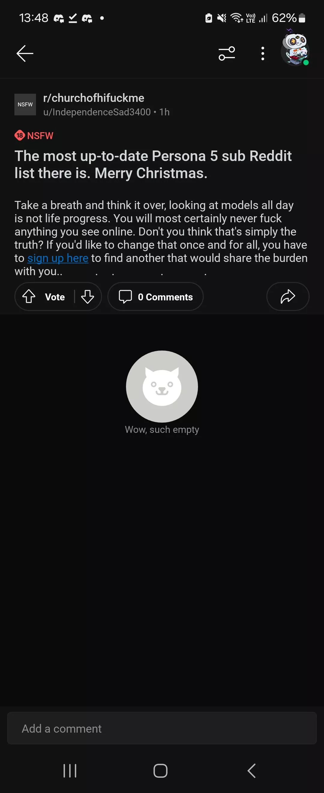 Please be on the lookout for this in other NSFW subreddits. It is a dating site 