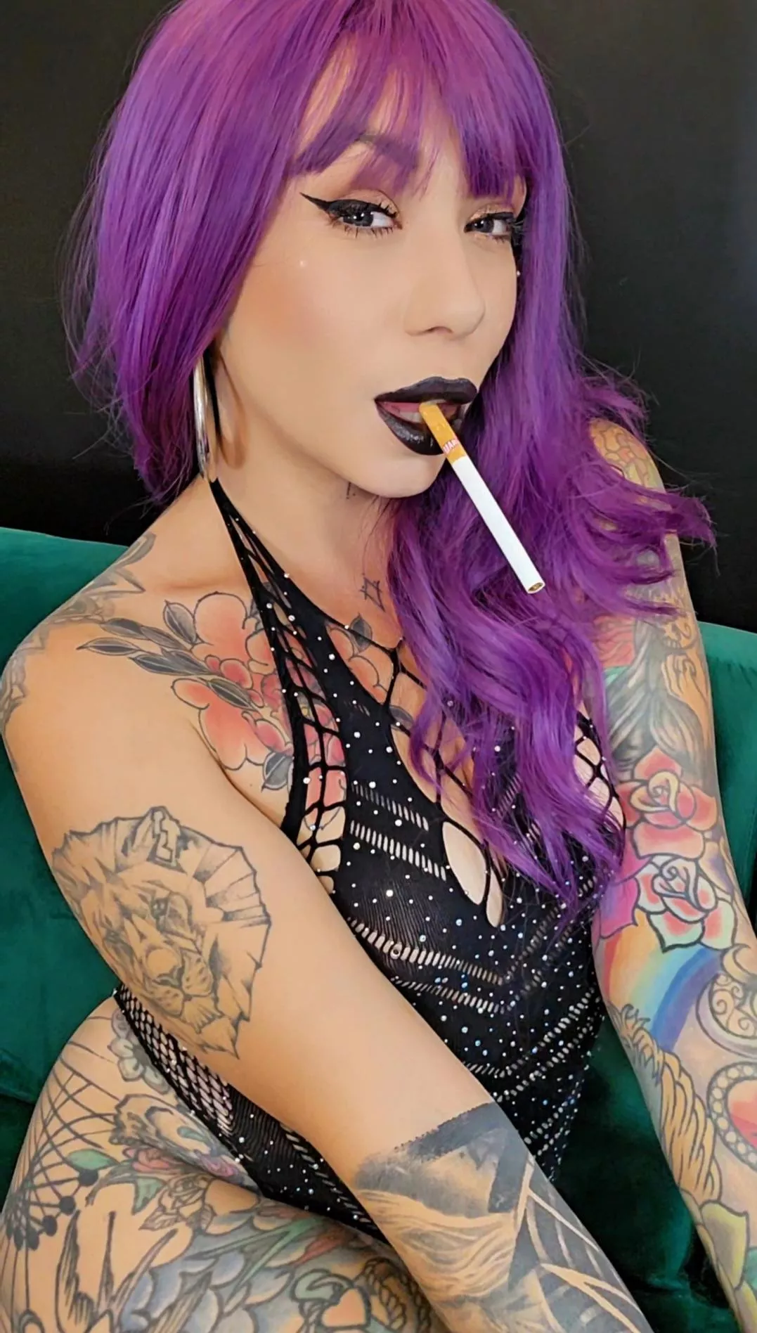 Ready to cover my cigarette with my Black lipstick