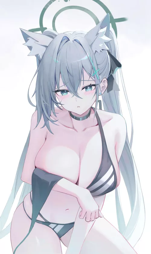 Shiroko Terror's half undone swimsuit [Blue Archive]