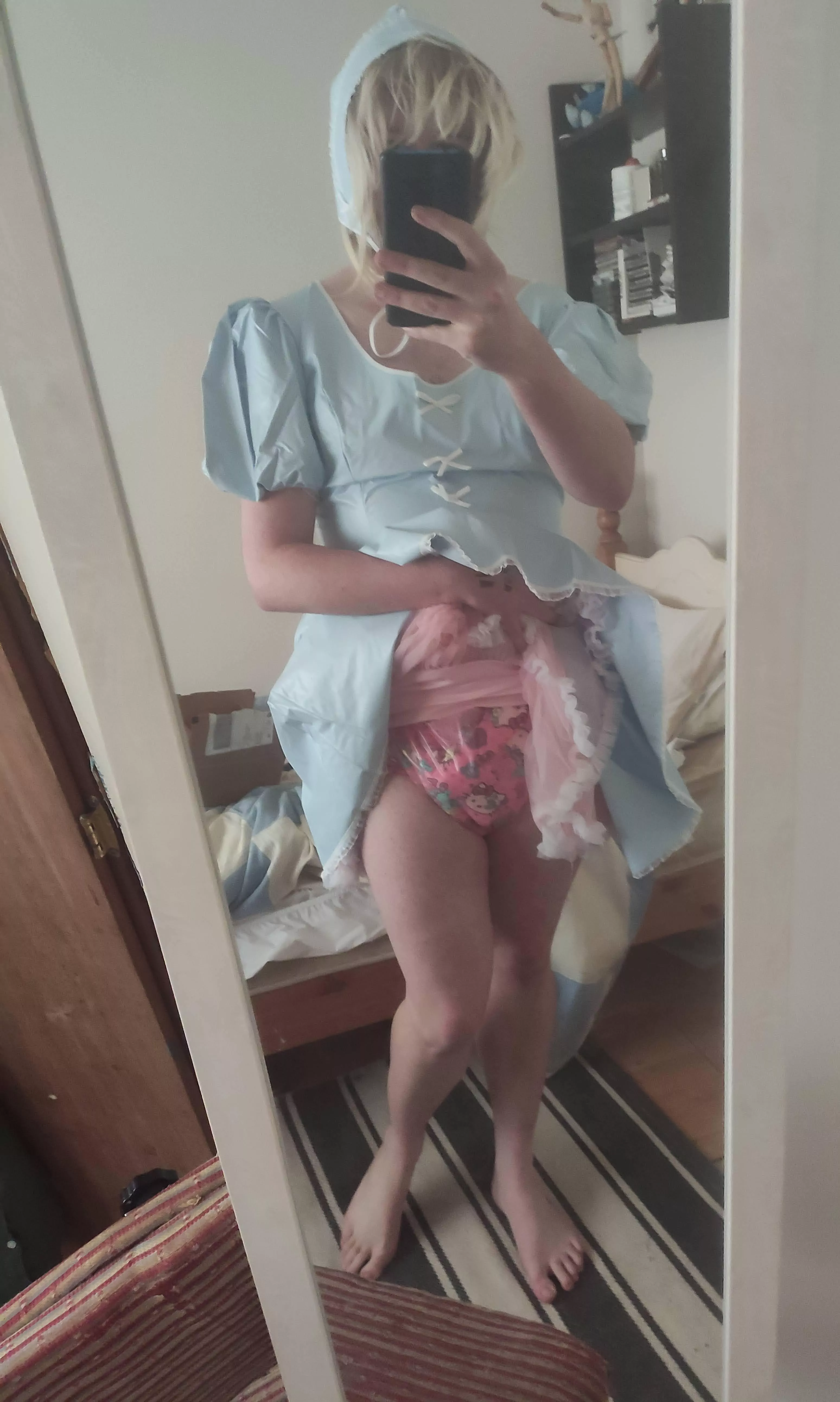 Showing off my pretty padding under my dress!