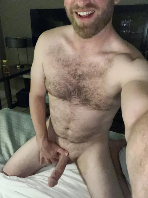 We meet at the hotel bar. After 46 stalemate rounds playing Rock Paper Scissors we make our way to my room. We remove our clothes.